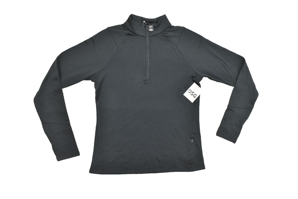 DSG Women's Regular Size M Pure Black Run Grid 1/4 Zip Pullover Top Quarter